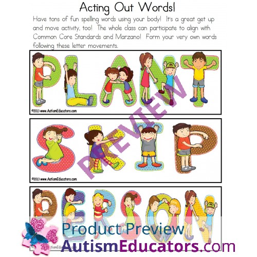 Spelling Fun With Words Acting Out Letters {Kindergarten/First Grade